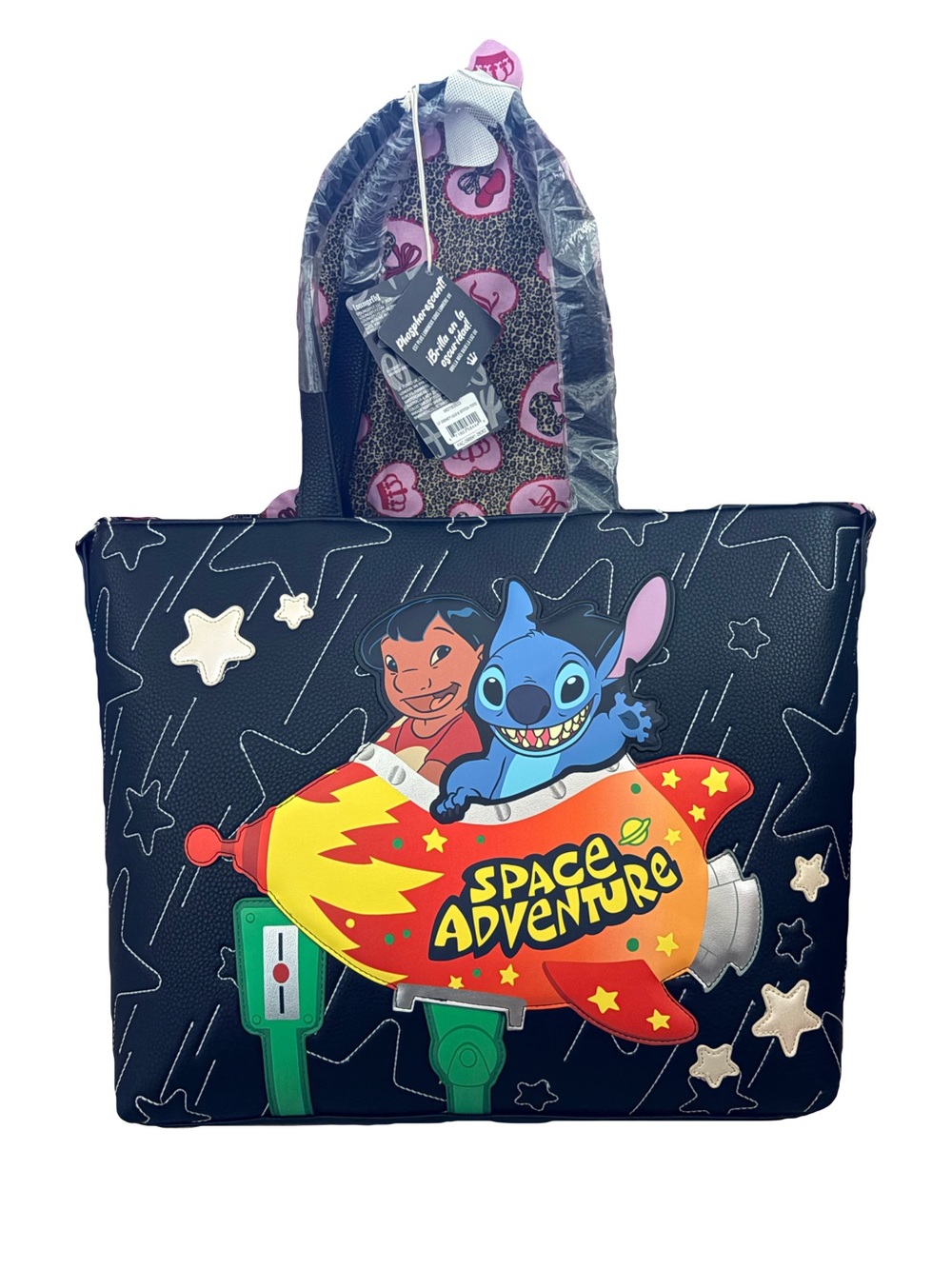Loungefly Disney Lilo & Stitch Space Adventure Glow Tote Crossbody with Coin Bag